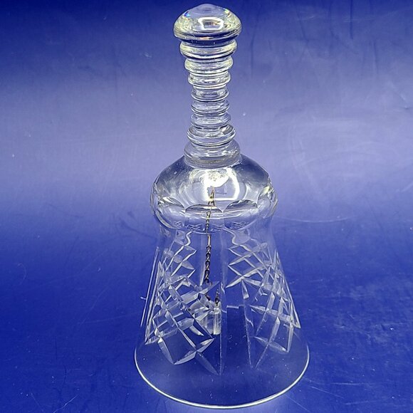 Pair Vintage Crystal Glass Hand Table Bells Unknown Makers 6.5" and 5.5" High - Picture 6 of 10